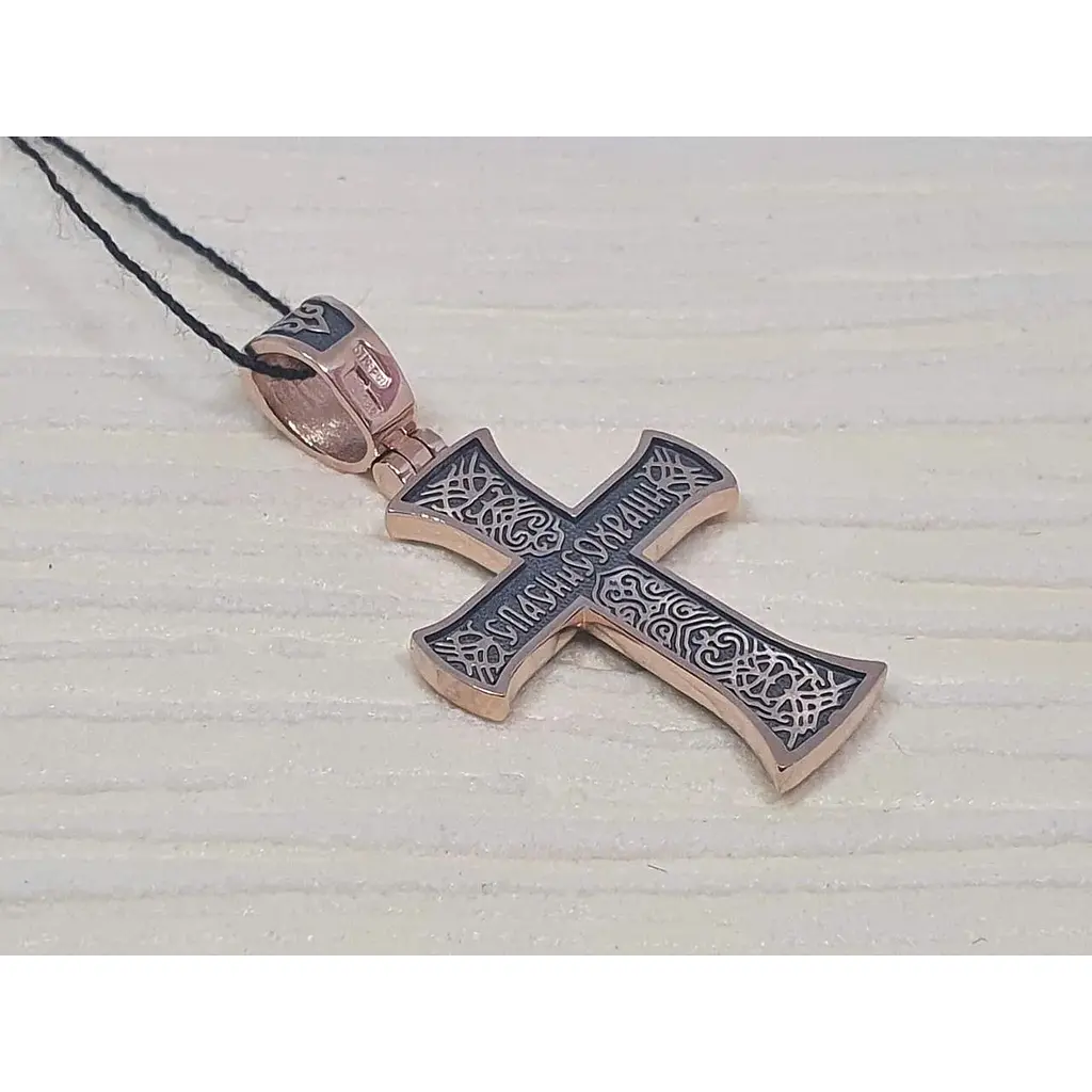 Золотой крестик Харьковская ювелирная фабрика. Распятие Христа. 11537-Ч - фото 3