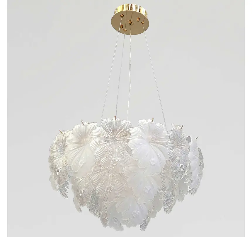 Золота підвісна LED-люстра Artlight 813/500GD з матовим скляним листям, 93 Вт, від 10-18 м² - фото 2