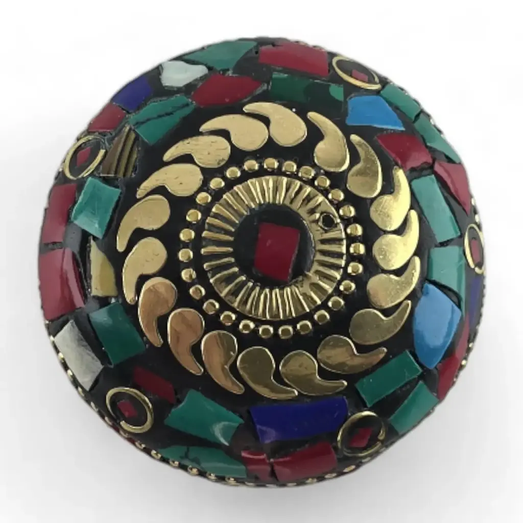 Скринька металева з бірюзою та коралами 3.2х4.7 см - фото 4