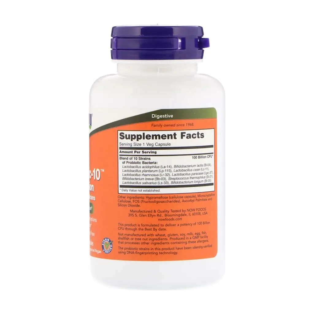 Пробіотики Now Foods Пробіотики Для Травлення, Probiotic-10, 100 Billion, 60 веге (NOW-02904) - фото 2
