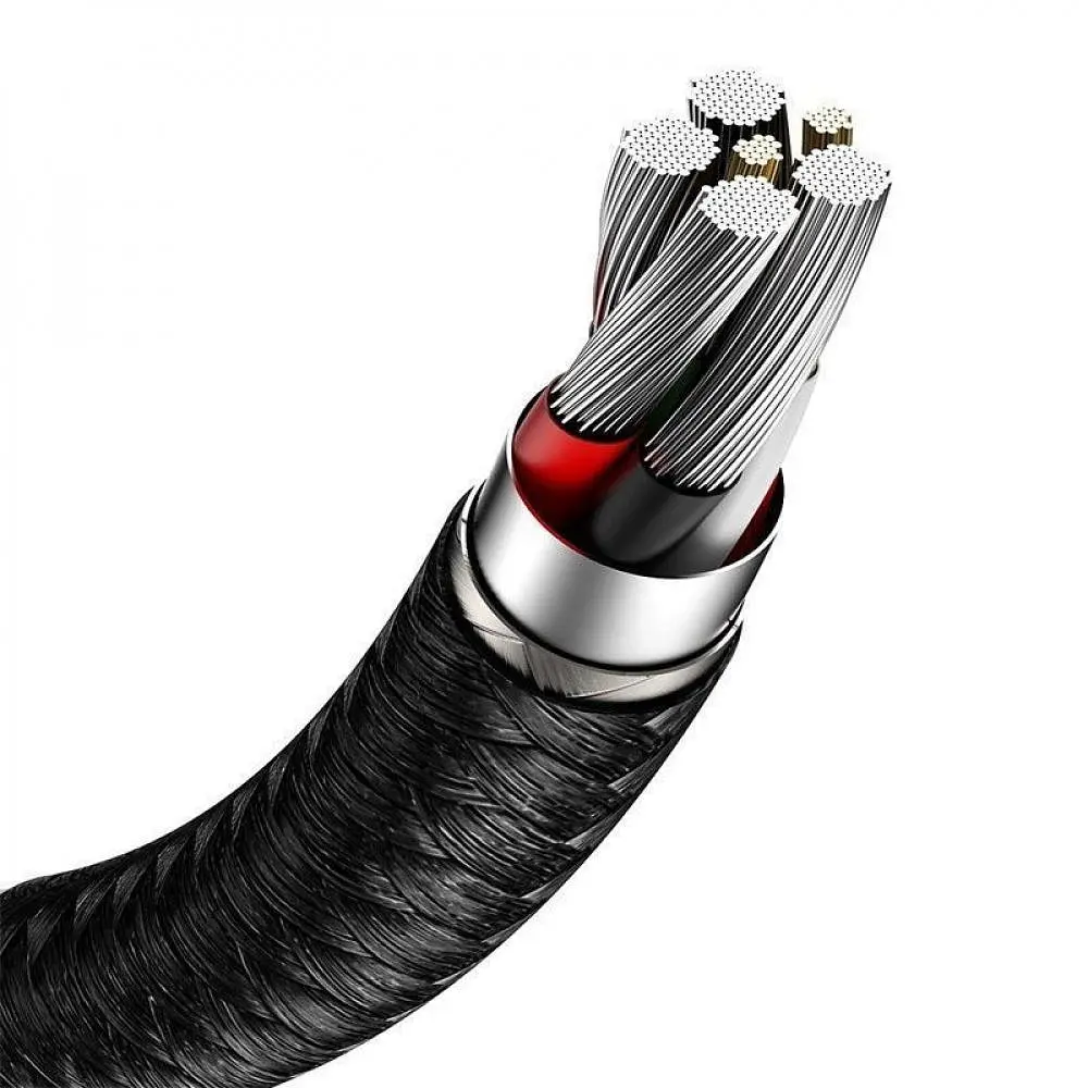Кабель Baseus Cafule Metal Data Type-C 66W (0.25m) black (CAKF000001) - фото 4