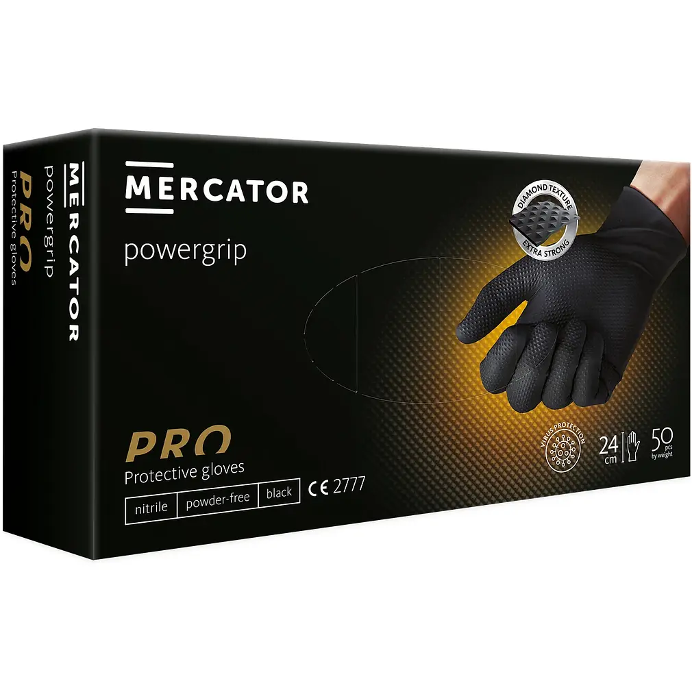Нітрилові рукавички Mercator gogrip PRO без пудри чорні розмір M 25 шт. - фото 2