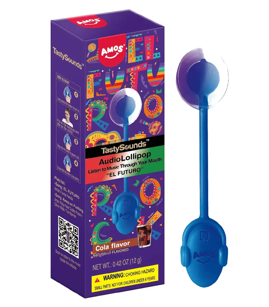 Льодяник Amos Tasty Sounds Audio Lollipop Cola Flavor 12г