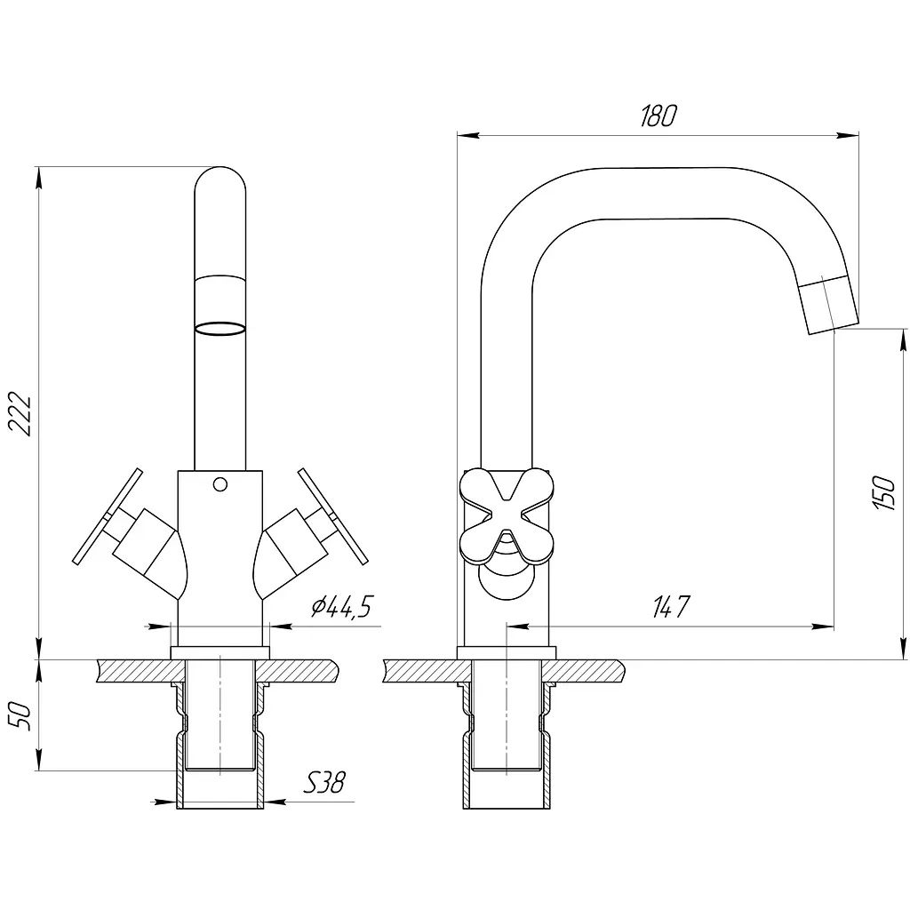 Смеситель для раковины Globus Lux DUKAT-8 SD8-101S - фото 4