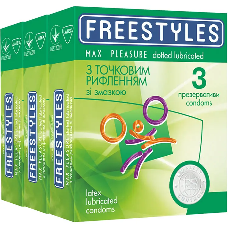 Презервативи Freestyles Max Pleasure Точкові 9 шт. (3 упаковки по 3 шт.) (ROZ6400229471) - фото 2