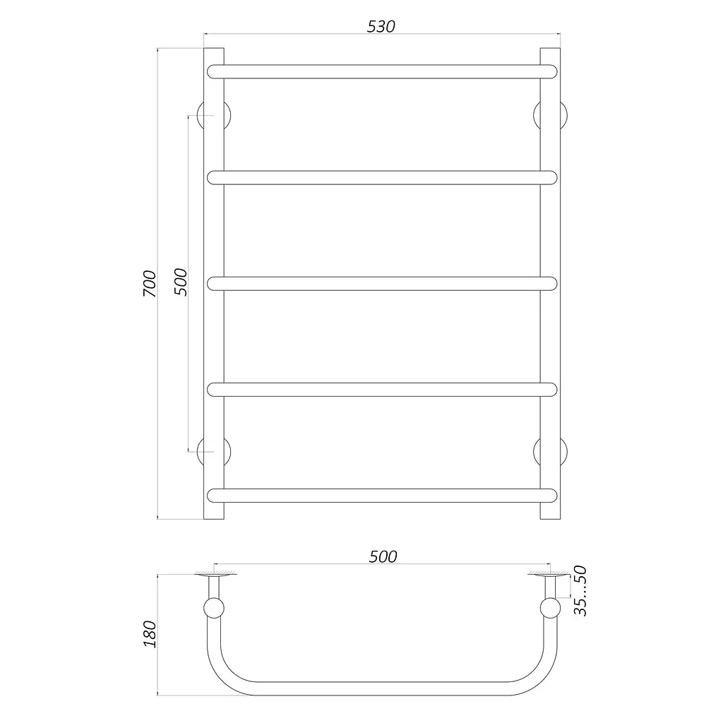 Рушникосушарка UNIO LS W 700-500-5 Драбинка Скоба (20880) - фото 5