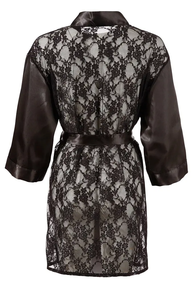 Пеньюар Cottelli Collection Lingerie Lace Kimono L/XL чорний - фото 4