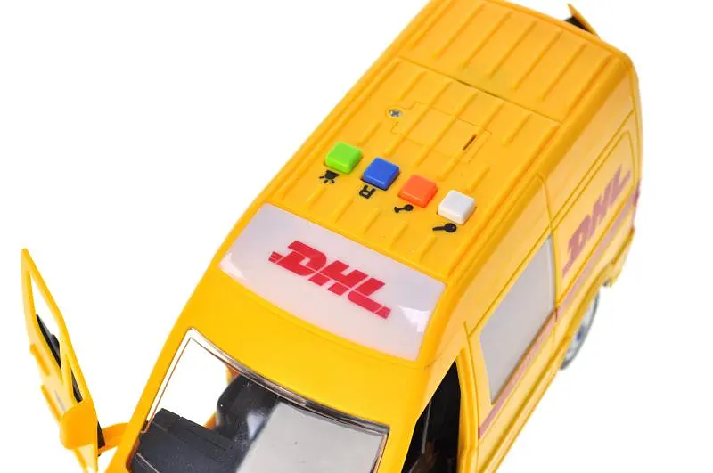 Іграшковий мікроавтобус Служба доставки DHL 1:16 інерційний світлозвукові ефекти WY591C у коробці р.27х16,5х11,5см - фото 6
