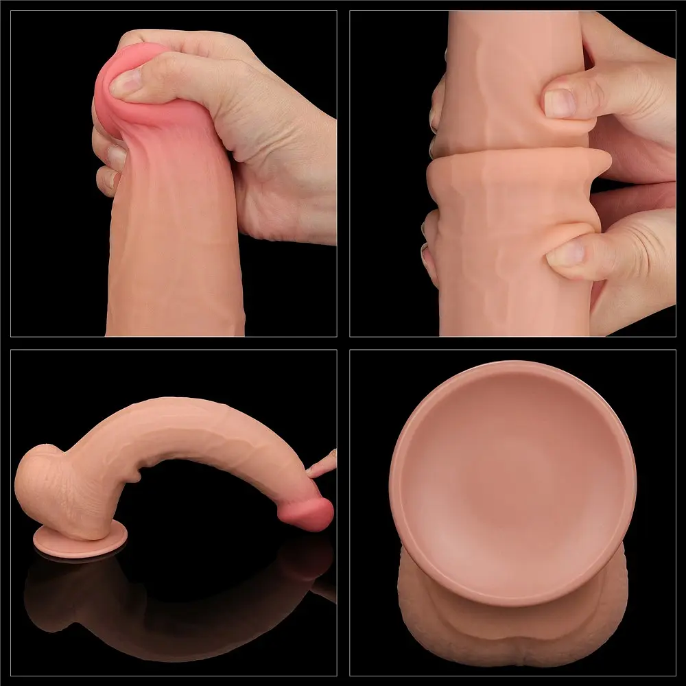 Фалоімітатор LoveToy Sliding-Skin Dual Layer Dong King Sized 34 см тілесний - фото 19