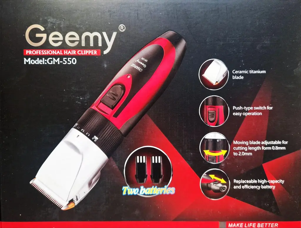 Професійна машинка для стрижки волосся Geemy GM-550 тример зі змінним акумулятором та насадками - фото 5