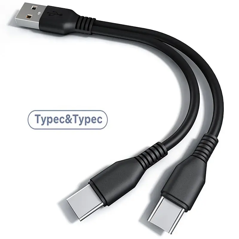 Подвійний зарядний кабель USB Type-C з 2-ма роз'ємами для підключення 2х пристроїв (100960) - фото 2