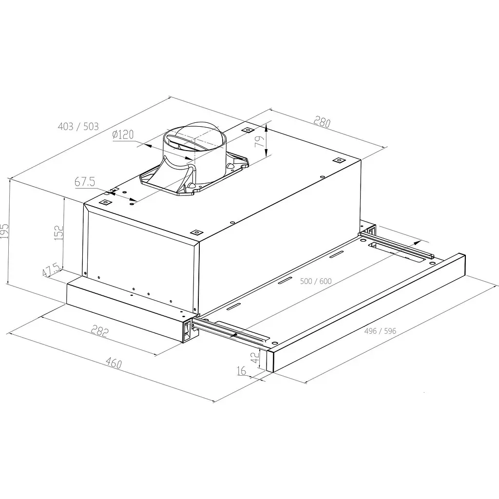 Вытяжка телескопическая Pyramida TX 60 (750) R BL [142772] - фото 5