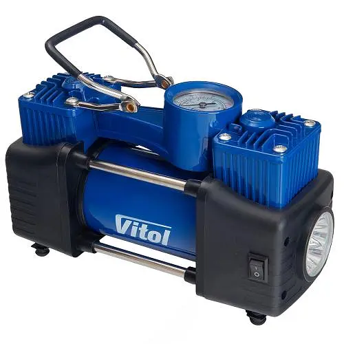 Автомобільний компресор двопоршневий Vitol 12V 360вт 85л 15Атм 150psi з дефлятором (K-74) - фото 7
