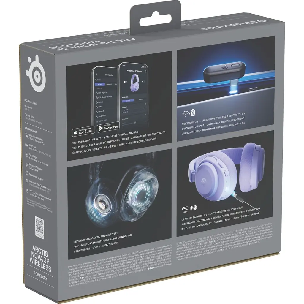Ігрова гарнітура SteelSeries Arctis Nova 3P Wireless MultiPlatform Lavender (61692) - фото 5