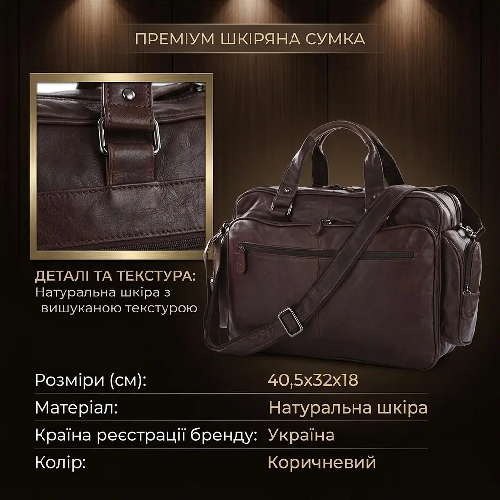 Сумка дорожня 14055 Vintage коричнева - фото 4