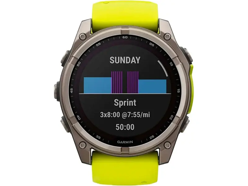 Спортивний годинник Garmin Fenix 8 47mm Solar Sapphire Titanium w. Amp Yellow/Graphite Silicone Band (010-02906-20/21) - фото 2
