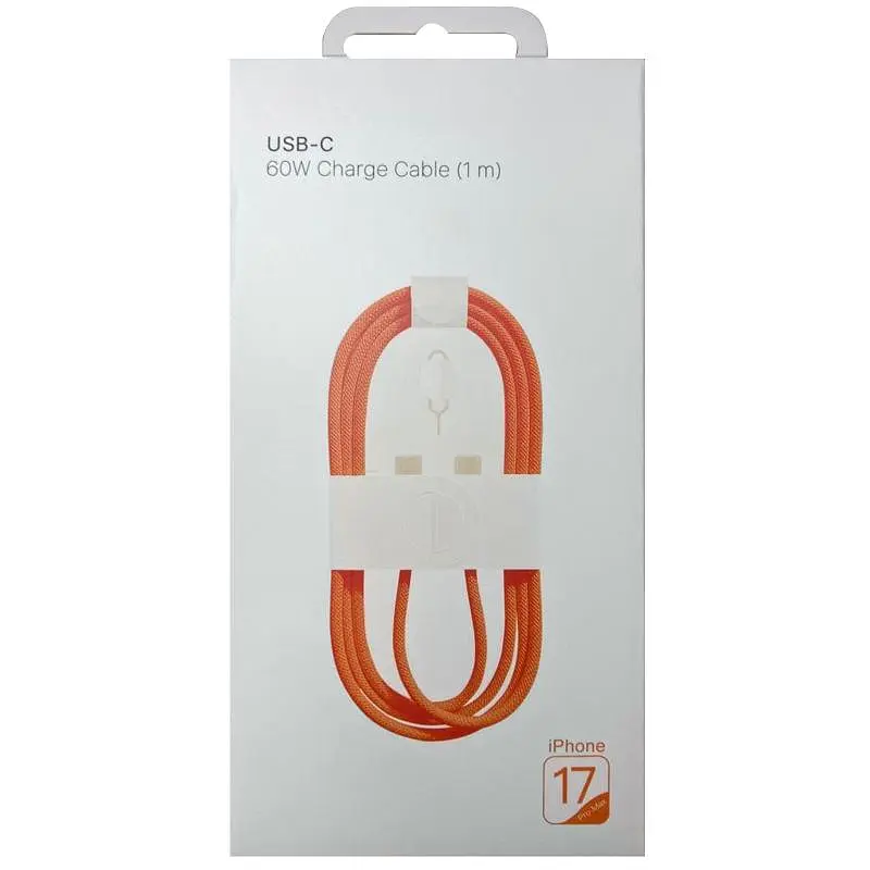 Дата кабель USB-C to USB-C FineWoven iP17 for Apple (AAA) (1m) (box) Orange - фото 3