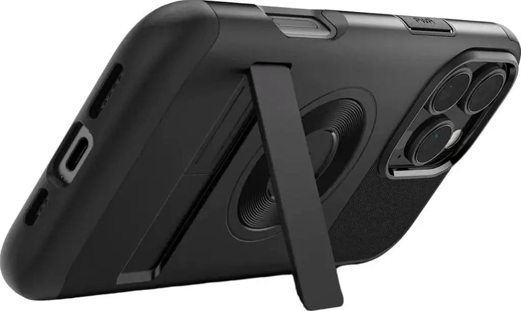 Оригінальний протиударний чохол для iPhone 16 Pro Spigen Slim Armor MagSafe Black ACS08164 (MagFit) з підставкою - фото 7