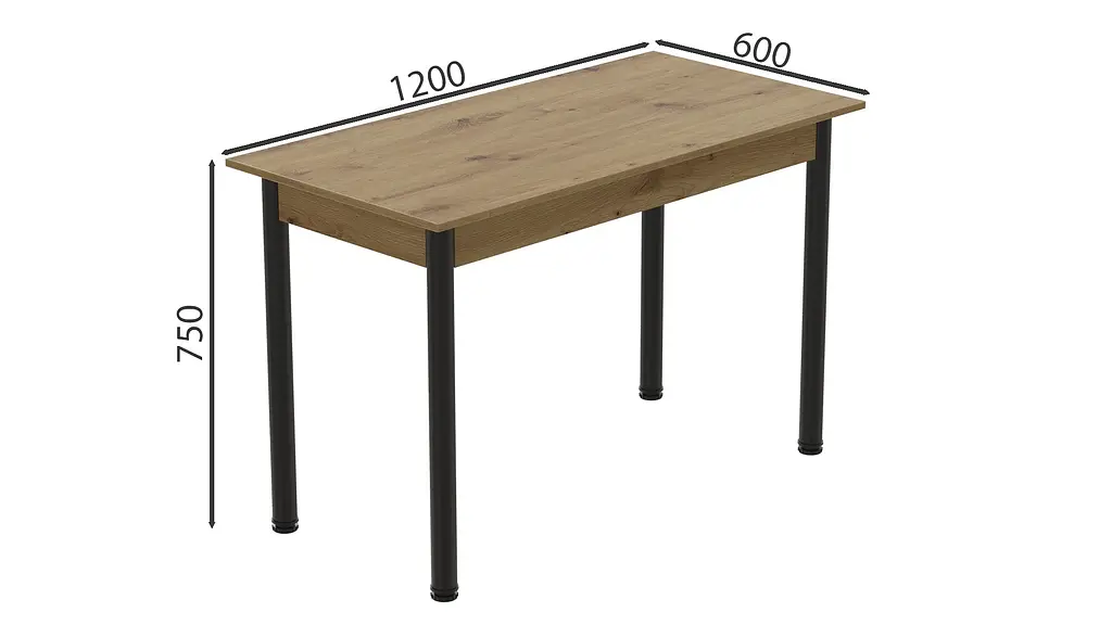 Стіл кухонний Ferrum-decor Беніта 75x120x60 Чорний ДСП Дуб Артізан 16мм (FRD-105691) - фото 4