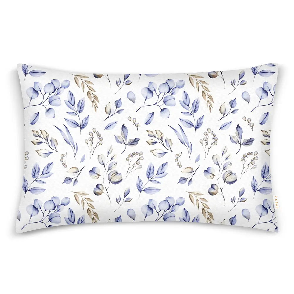 Комплект постільної білизни Cosas євро без простирадла STEPPE FLOWERS CS1 200 x 220 см (FoliageBeigeBlue_200_2) - фото 3