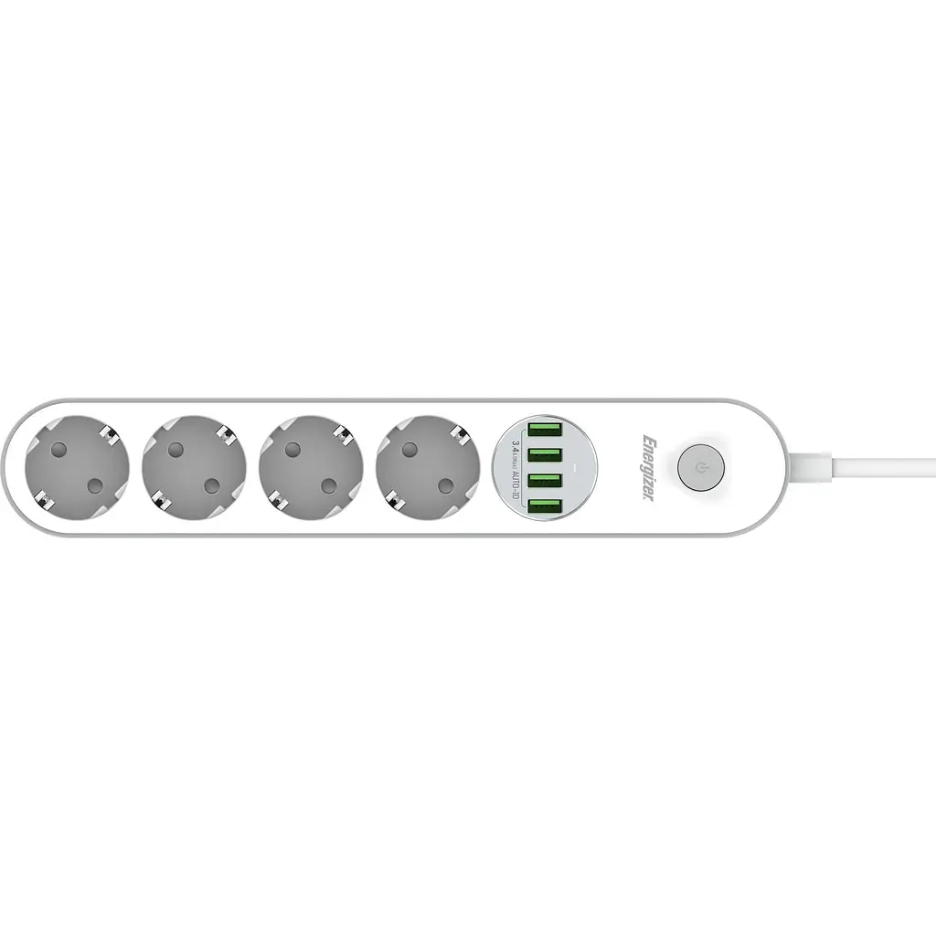 Мережевий фільтр Power filtr 2.0м 4 розетки, 4xUSB 3.4A, з заземленням білий (EPB2500W00EU) - фото 4