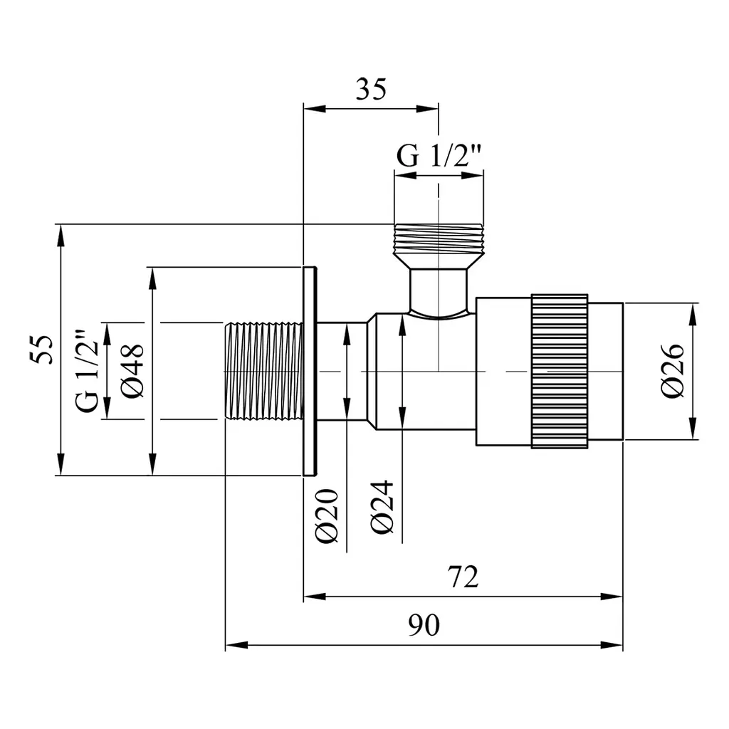 Кран приладовий Kroner KRP Edelstahl Klassisch - ESG100 1/2"х1/2" ЗЗ (CV022973) - фото 5