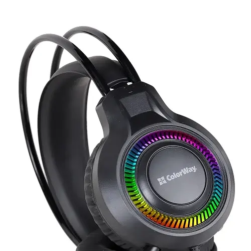 Навушники ColorWay GlowCore RGB, Black, 3.5 мм, мікрофон, динаміки 40 мм, RGB підсвічування (USB), 108 дБ, 1.7 м (CW-HPG02BK) - фото 4