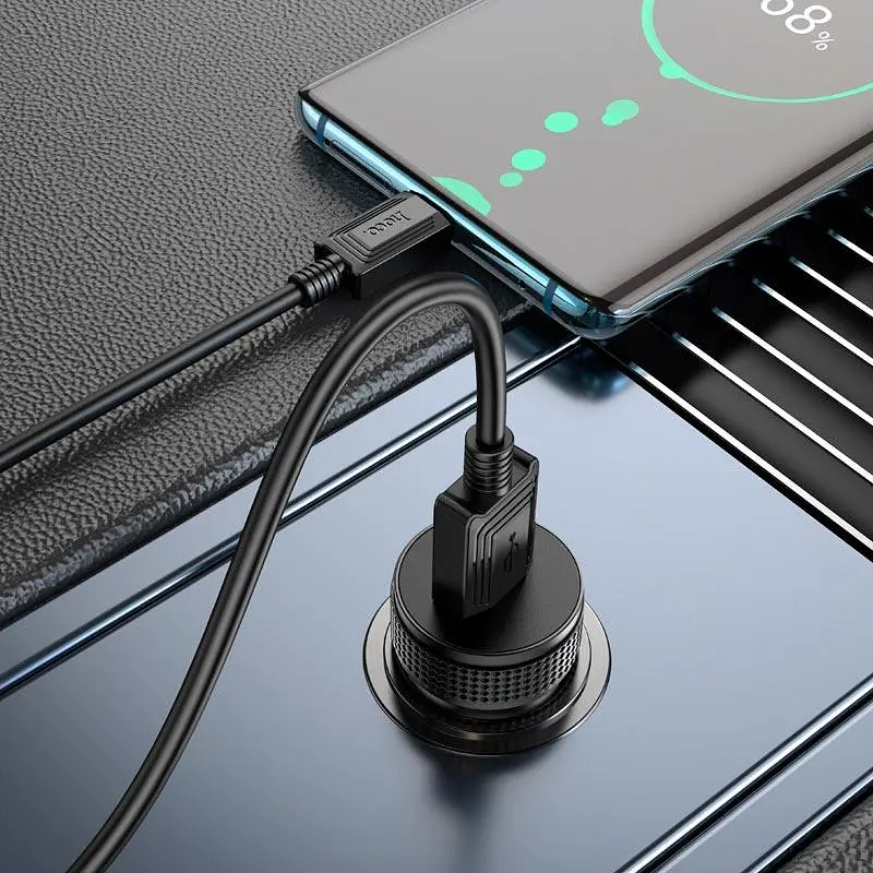 Адаптер автомобільний HOCO Level single port car charger Z49A 18W QC3.0 чорний - фото 5