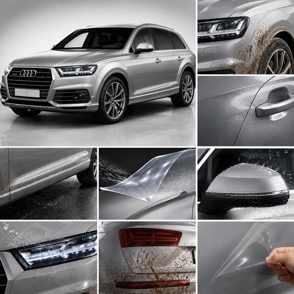 Антигравійна захисна бронеплівка за лекалами для Audi Q7 4M 2015-2019 - передня частина авто (капот бампер крила)) - фото 2