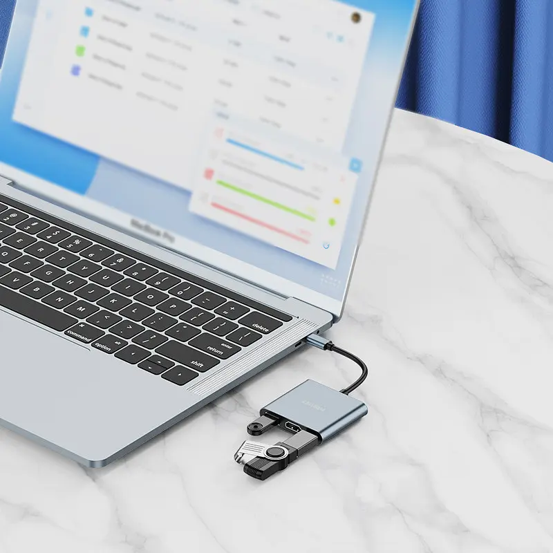 Конвертор USB Hub Kakusiga KSC-750 Type-C на USB 3.0 HDMI Type-C PD - фото 6