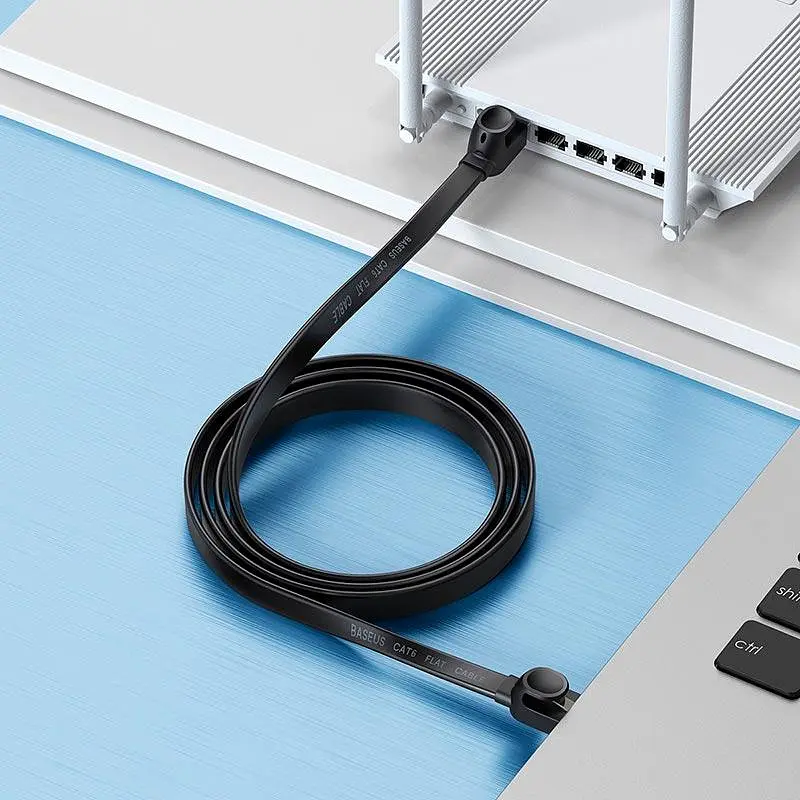 Кабель Baseus high Speed Six types of RJ45 Gigabit network cable (flat cable) 1 метр чорний - фото 6
