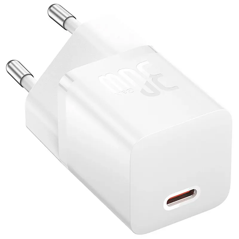 МЗП Baseus GaN5 Fast Charger (mini) 30W (1USB-C) + кабель Type-C to Type-C (P10110902) Moon White - фото 5