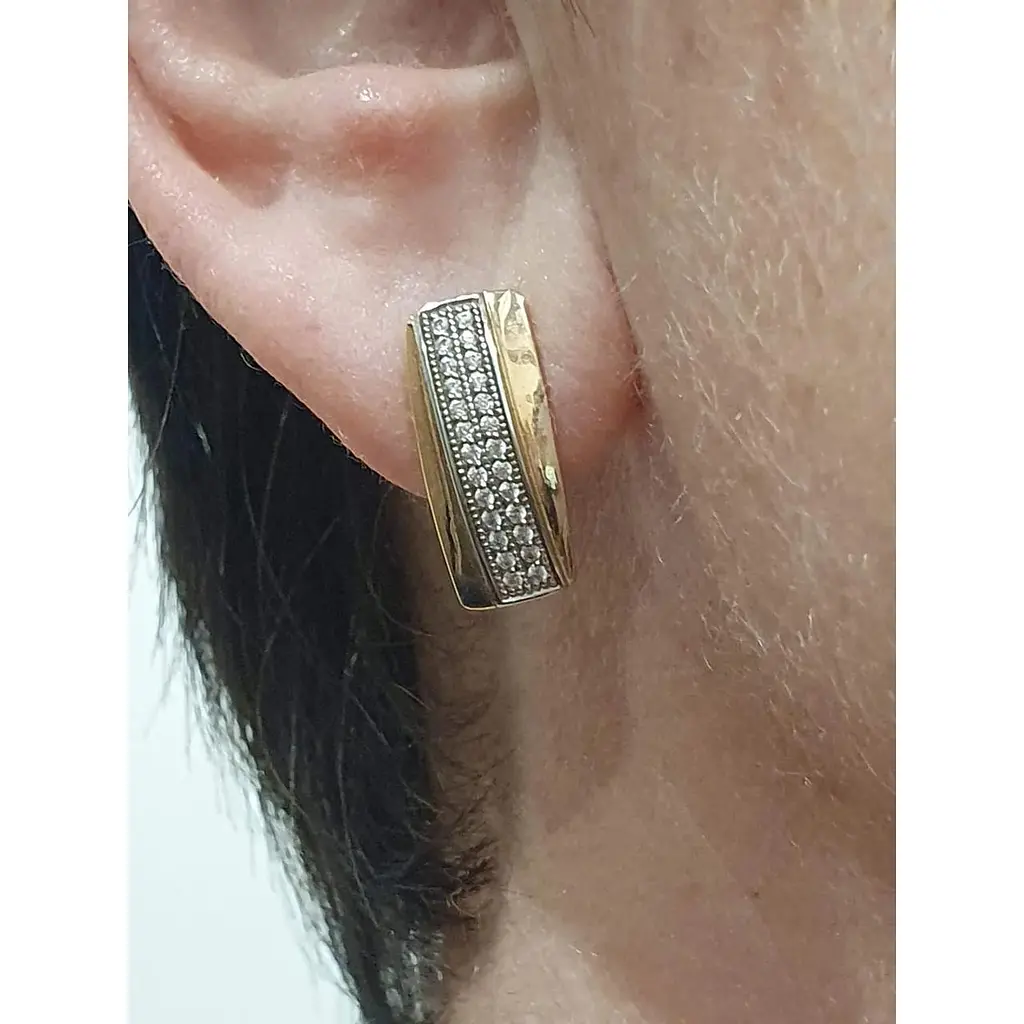 Золоті сережки Харківська ювелірна фабрика з фіанітами. 60152 - фото 2