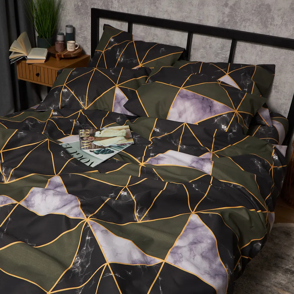 Комплект постільної білизни Moon&Star Мікросатин Premium Golden Marble Сімейні 160х220х2 наволочки 2х40х60 - фото 6