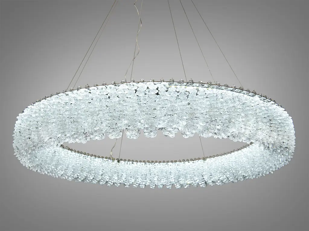 Підвісна кришталева LED люстра для вітальні Diasha 505-800CH хром 80 см 48W 3 режими світла - фото 2