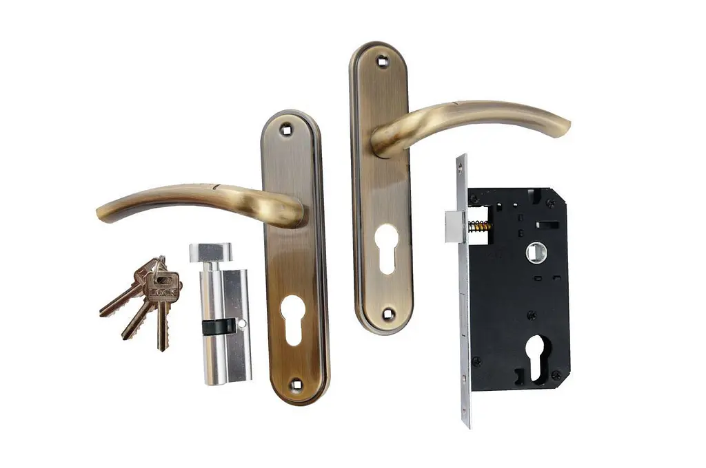 Замок врізний дверний з ручками на планці комплект FZB ЕТ-6540 АВ (бронза) - фото 2