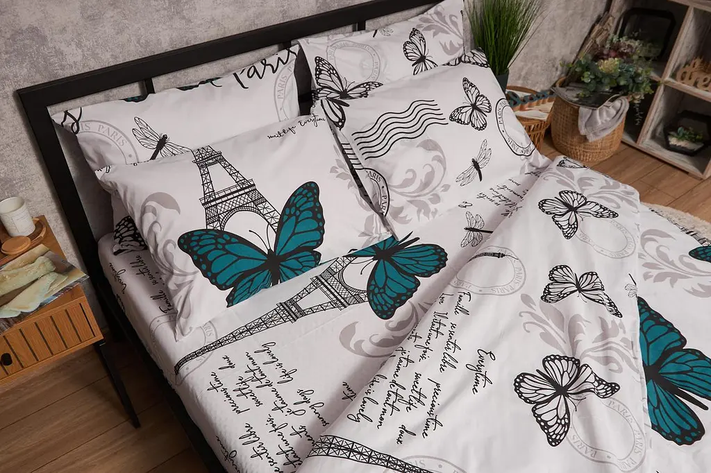 Пододеяльник Moon&Star Бязь Gold Люкс Green Butterflies King Size 220x240 см - фото 3