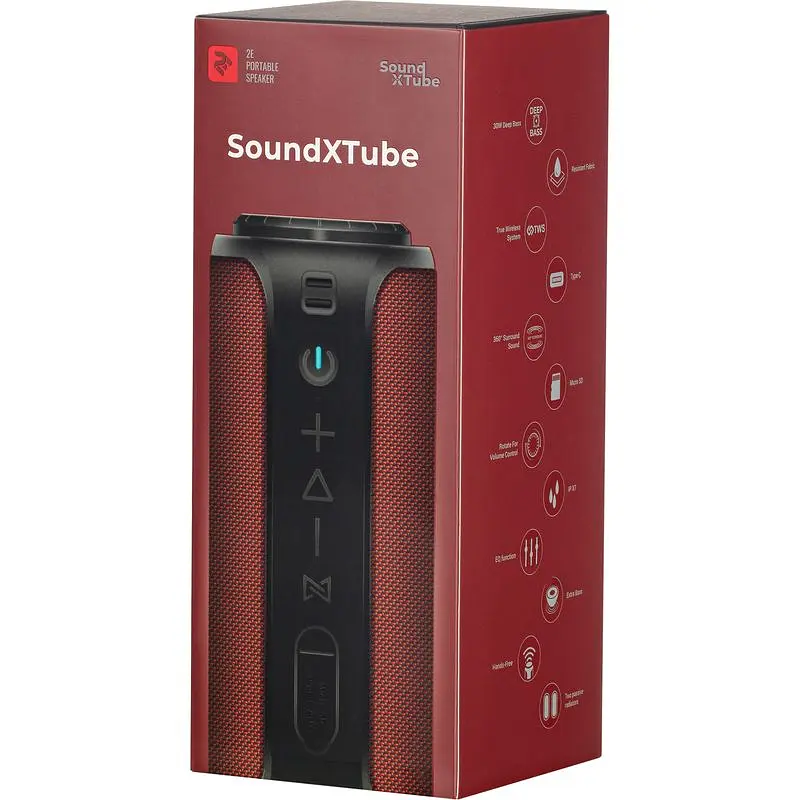 Портативна акустика 2E SoundXTube TWS MP3 Wireless Waterproof Red (2E-BSSXTWRD) - фото 6