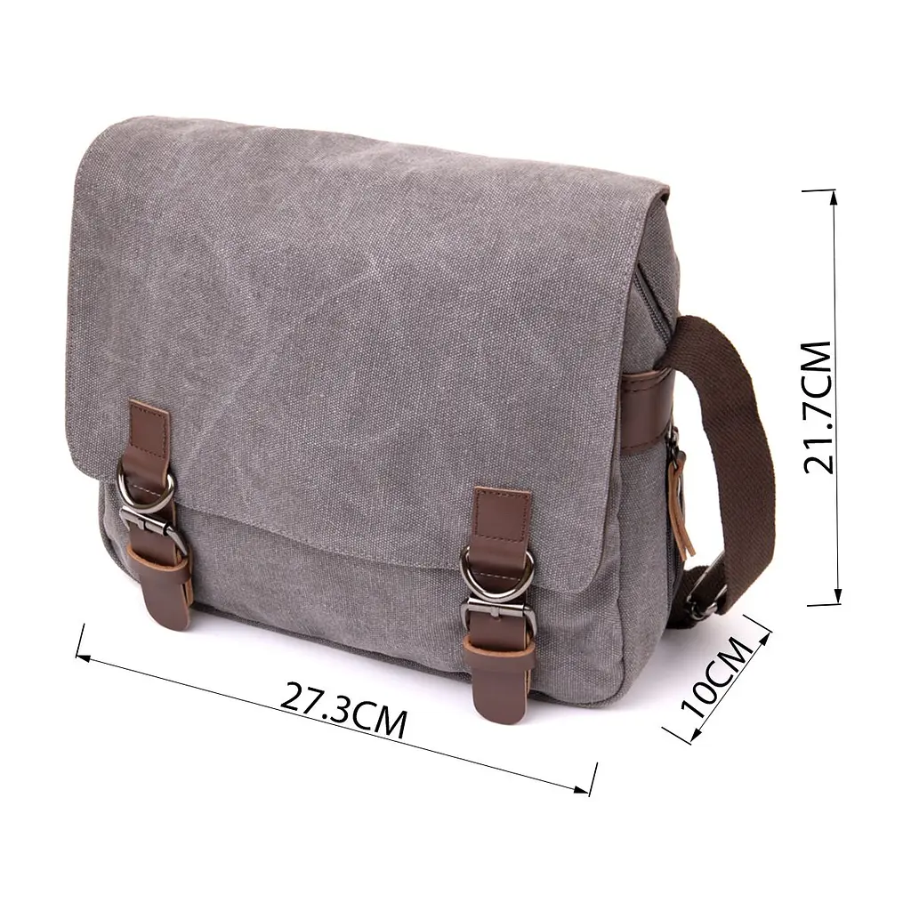 Сумка листоноша текстильна 20605 Vintage сіра - фото 7