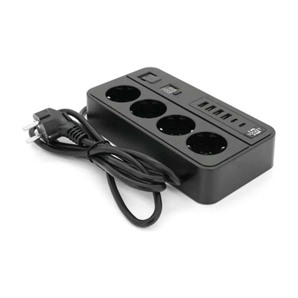 Мережевий фільтр живлення Voltronic G13H, 3000W, 4 роз, 4USB 3,2А, 2 Type-C, 2м Black (YT-G13H) - фото 3