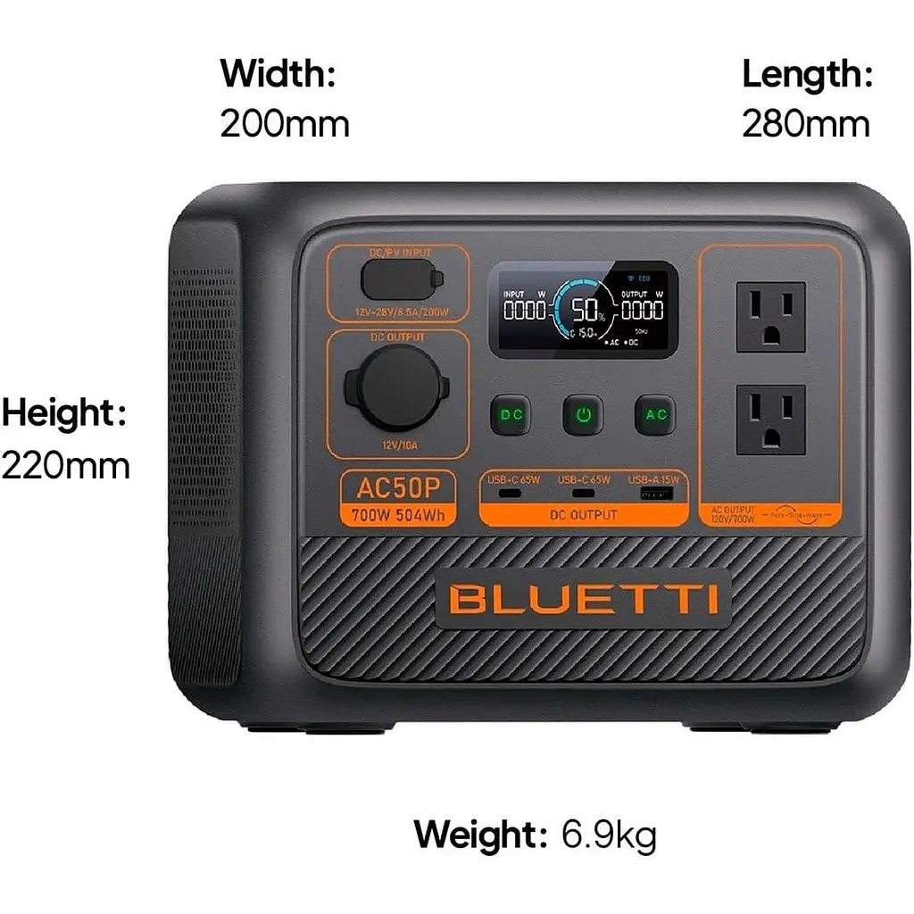 Зарядна станція BLUETTI 700W AC50P / 700 Вт / 504 Вт/ч / LiFePO4 (AC50P) UA - фото 8