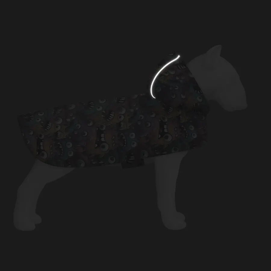 Дождевик-накидка с капюшоном для собак Collar Waudog Clothes, рисунок "Зубастые монстры", M, А 40-43 см, B 52-62 см, С 33-42 см - фото 5