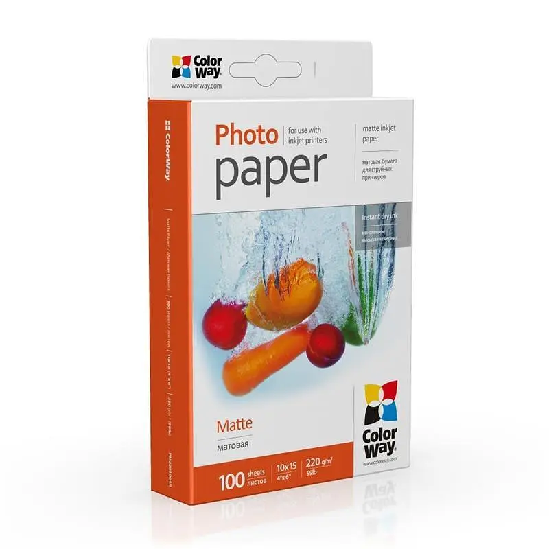 Фотопапір ColorWay матовий 220г/м2 10x15см 100 арк. (PM2201004R)