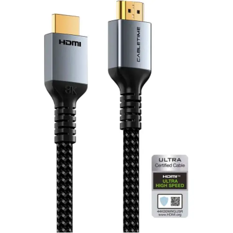 Кабель мультимедійний HDMI M to HDMI M 1.0m V2.1 8K60Hz Cabletime (CA915835)