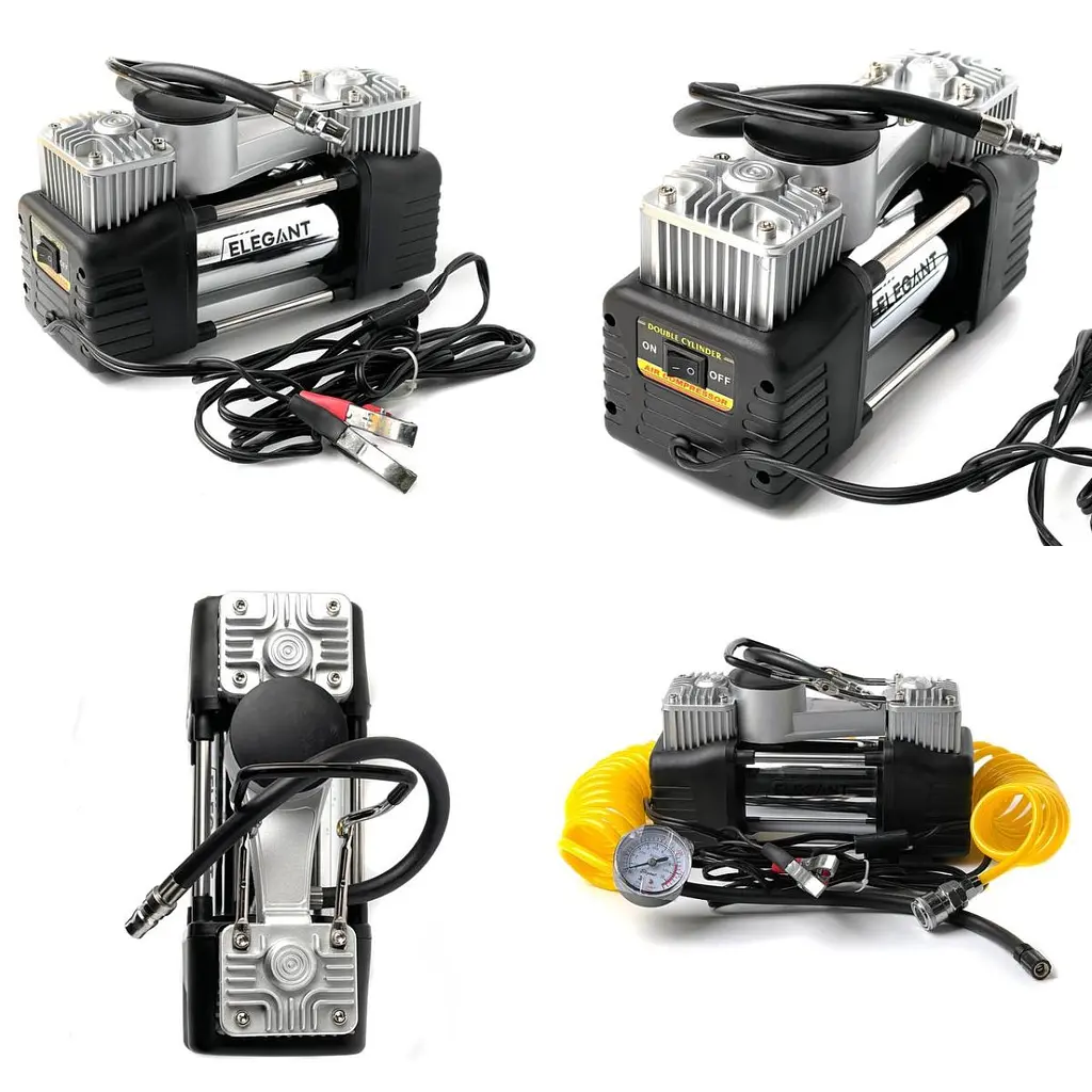 Компресор автомобільний двопоршневий Force MAX 12v 300вт 90л 10атм 14А з дефлятором (EL 100 090) - фото 2