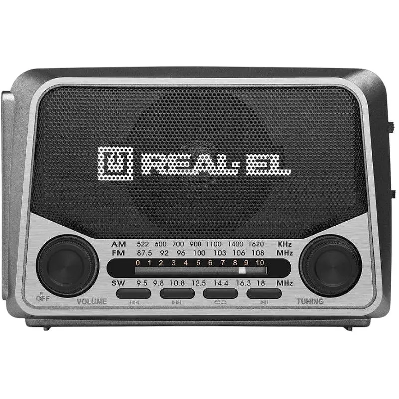 Радиоприемник портативный Real-EL X525 Grey с фонариком - фото 2