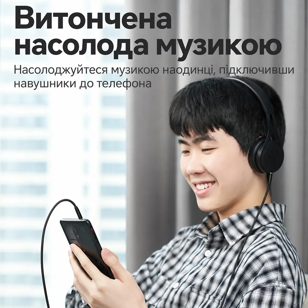 Аудіокабель Vention 3 м AUX 3,5 мм TRS штекер на 3,5 мм TRS штекер для стереозвуку у бавовняному обплетенні із захистом від перегинів біля штекерів із позолоченими контактами чорний (BAWBI) - фото 9