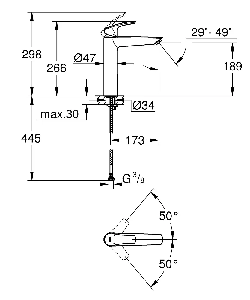 Змішувач для умивальника XL-Size Grohe Eurosmart 239712433 Чорний матовий - фото 4