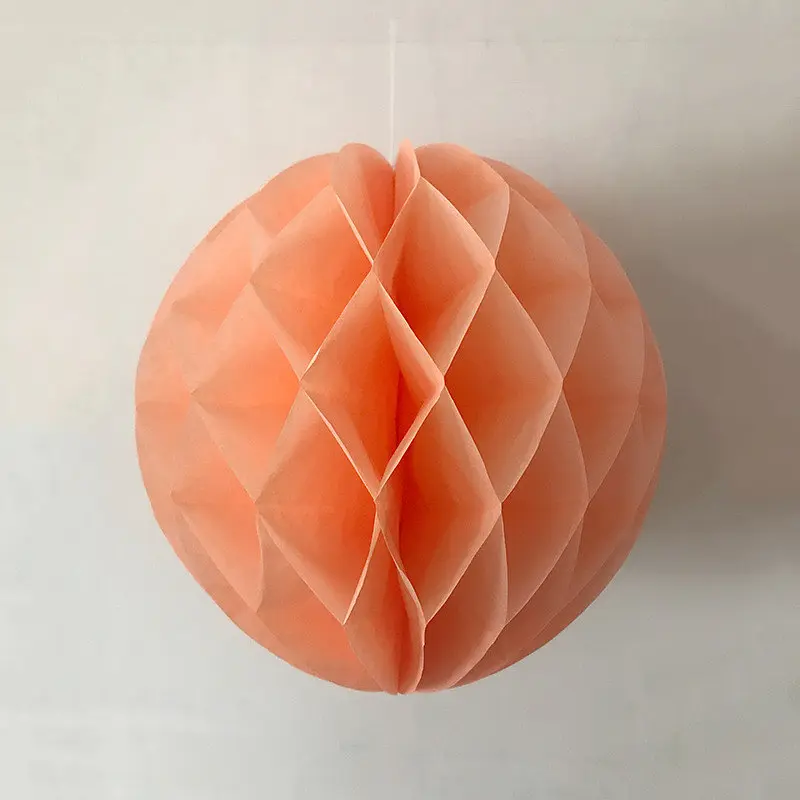 Куля паперова стільникова 30 см персикова - фото 2