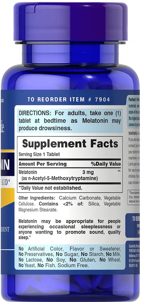 Натуральна добавка Puritan's Pride Melatonin 3 mg, 240 таблеток - фото 2